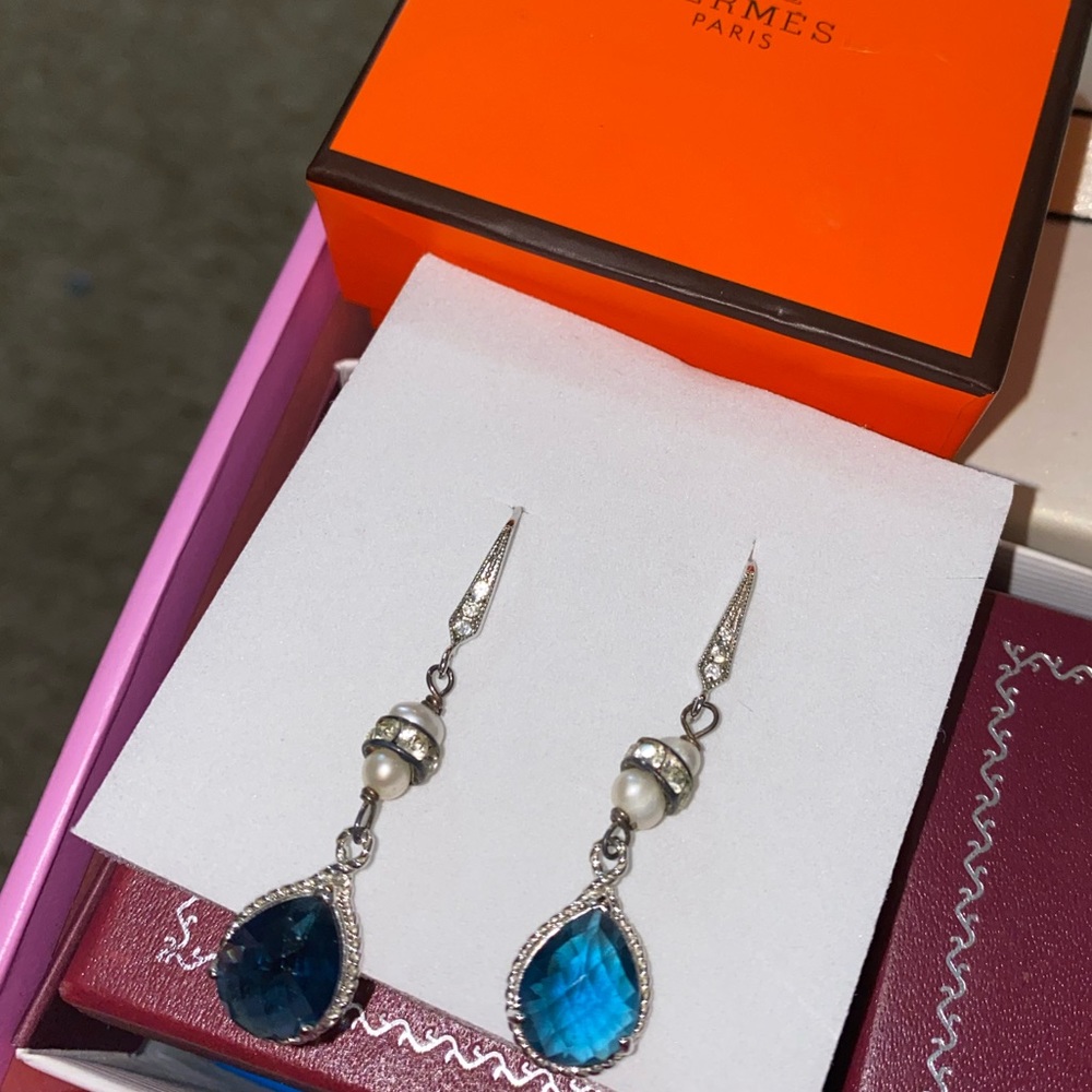 Aquamarine silver earrings